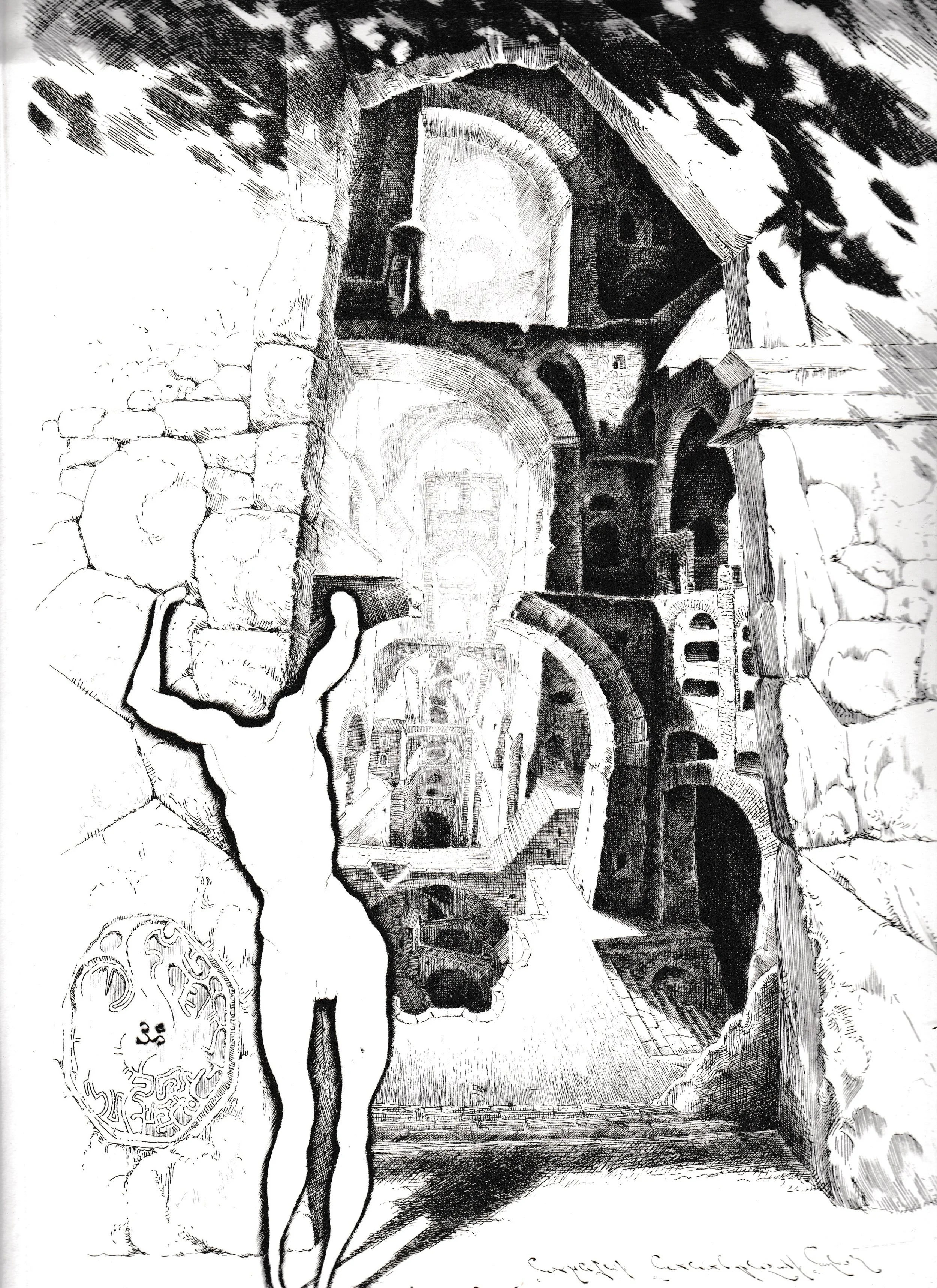 Labirinto I, 1996. Acquaforte-bulino su rame, mm 226x320