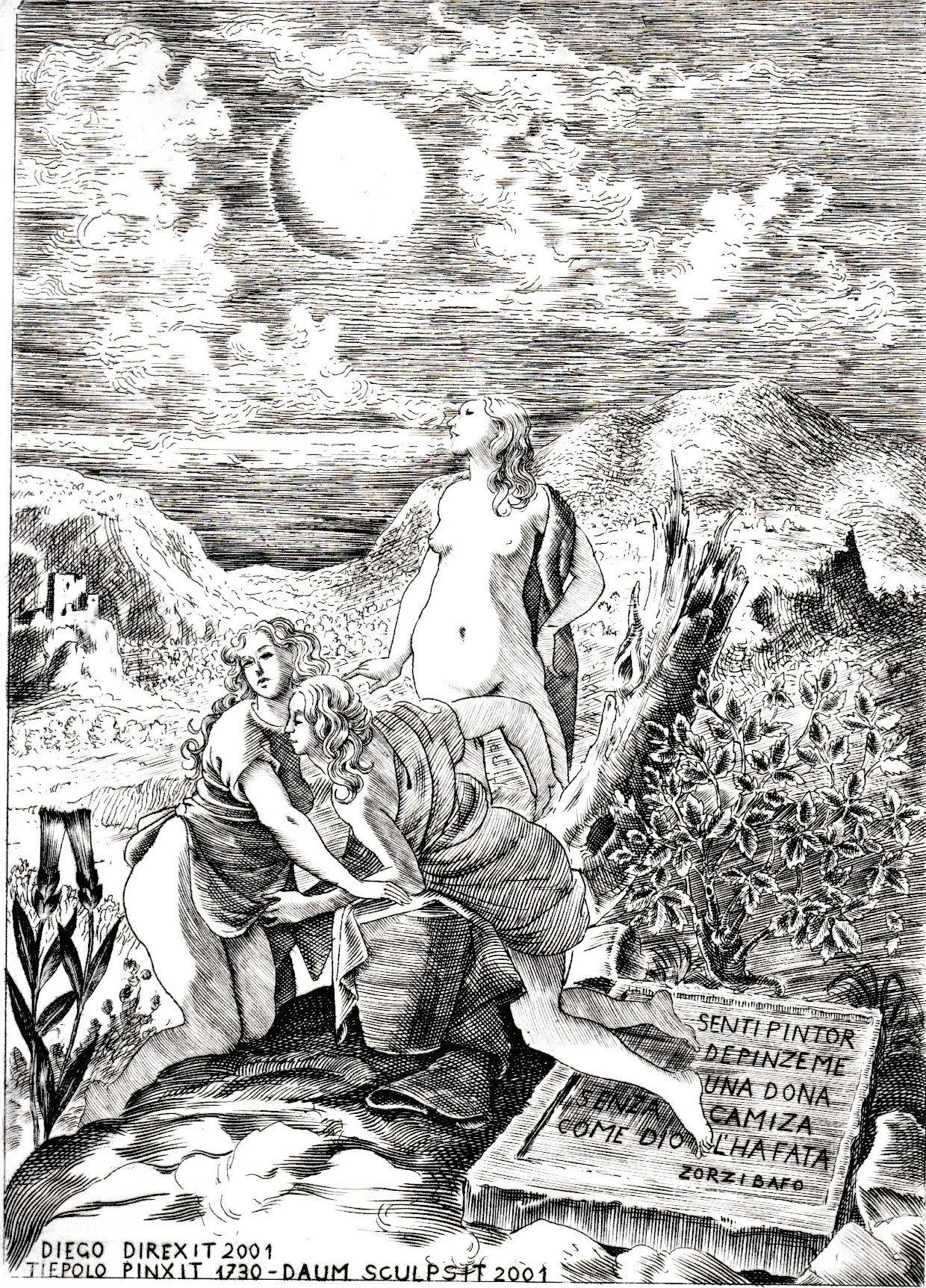 PF 2001. Acquaforte-bulino su rame, mm 109x150