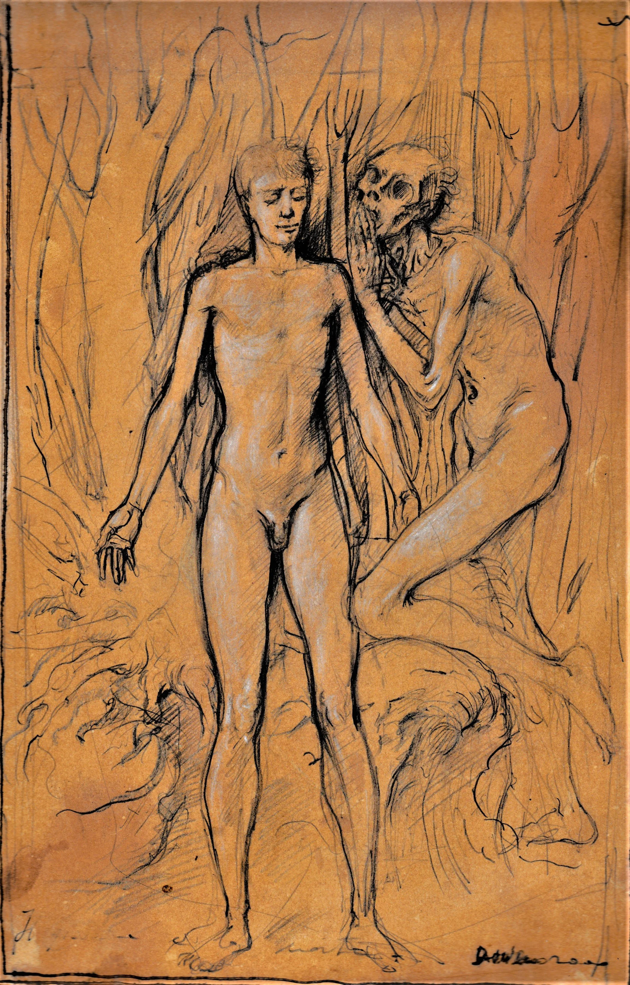 Nel bosco, 2000. Tecnica mista su carta, mm 190x285