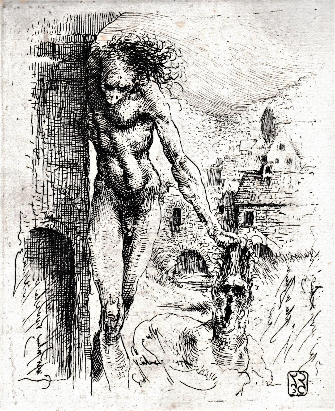 Totentanz - L'artista, 1992. Acquaforte-bulino su zinco, mm 120x148