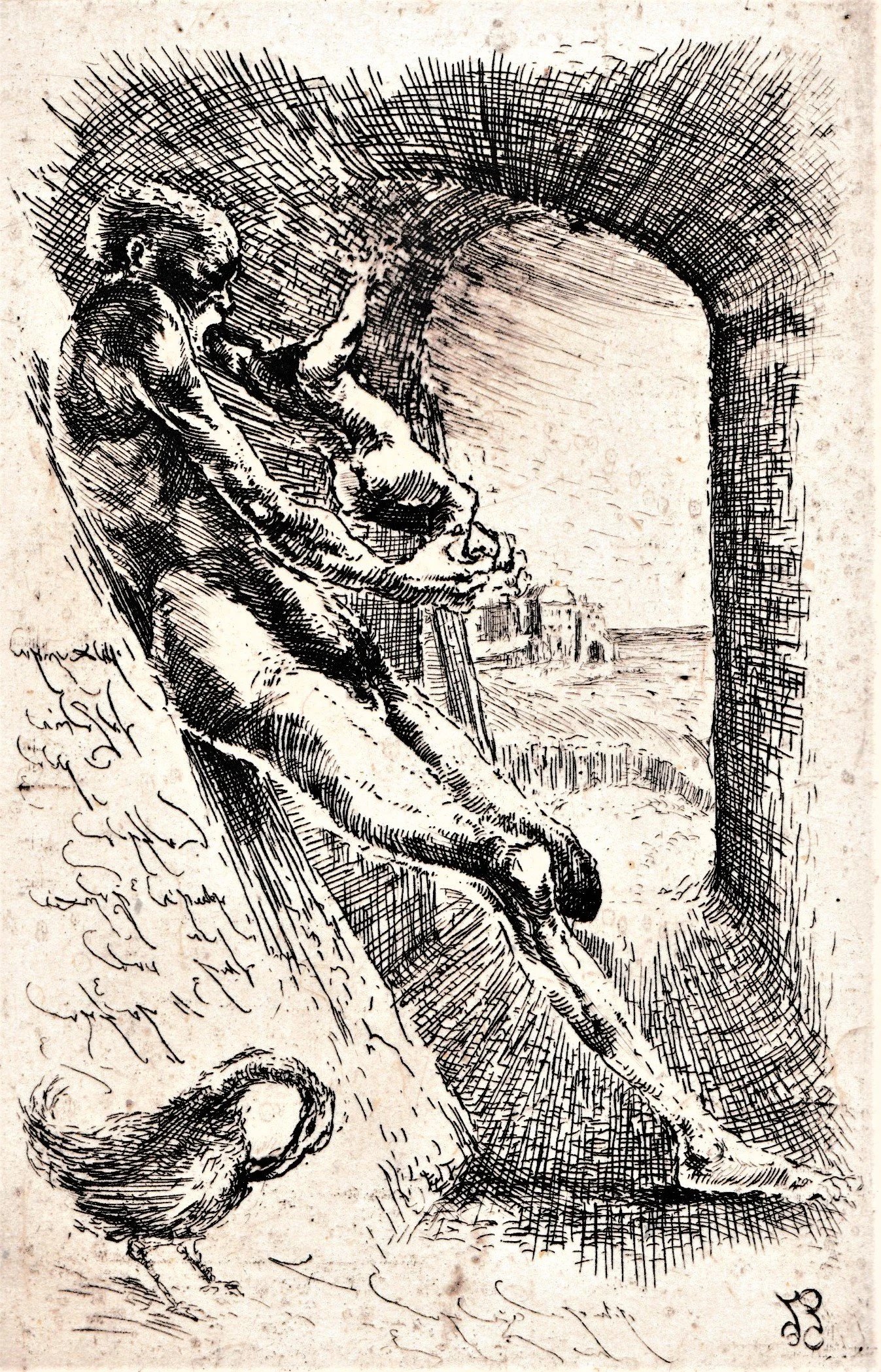 Apocalisse di San Giovanni-Saturno, 1994. Acquaforte-bulino su zinco, mm 120x180