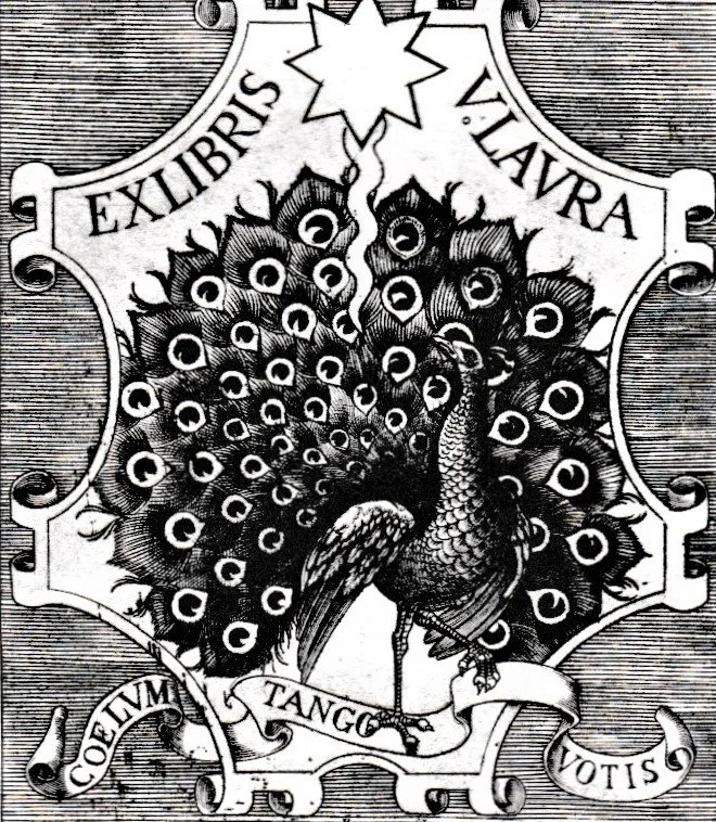 Ex Libris Vittorio Laura, 2018. Bulino su rame, mm 63x74