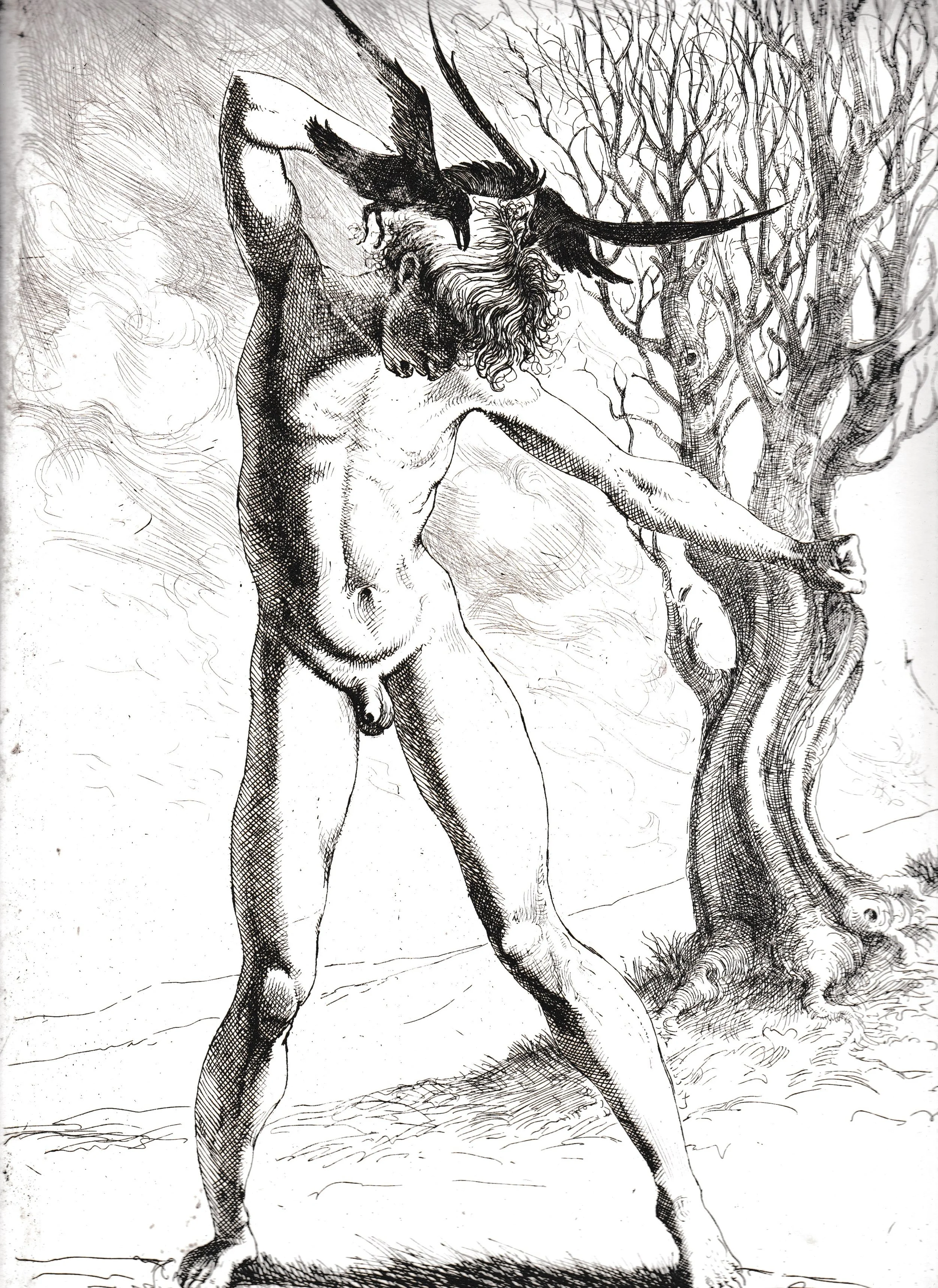 Corvi, 2000. Acquaforte-bulino su rame, mm 228x357