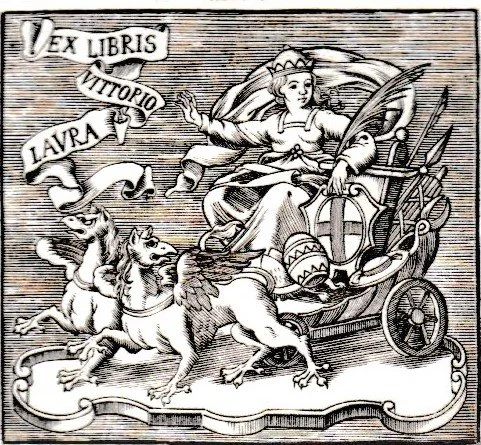 Ex libris Vittorio Laura, 2014. Bulino su rame, mm