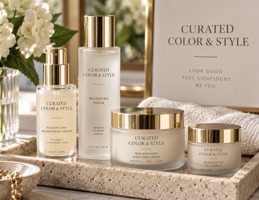 Open jar of regenerating collagen moisturizer and closed jar of ultra hydrating moisturizer on wooden tray with skincare products in background.