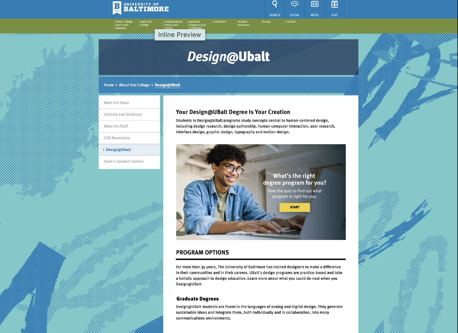 UBalt Design Home Screen redesign