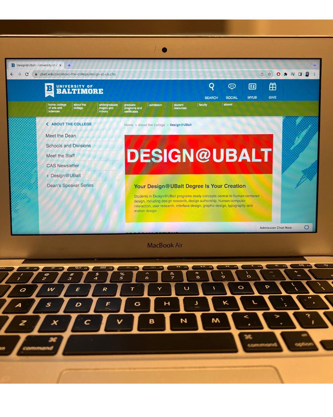 screen shot of the old website
