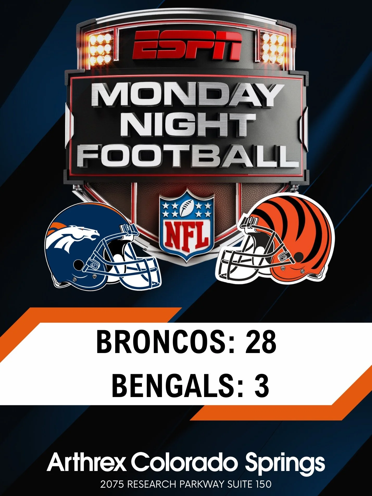 Wings, pizza, and a Broncos win (28–3) — the perfect way to celebrate game day with the team! ๐งก๐ #BroncosCountry #ArthrexProud #TeamEventsFootball