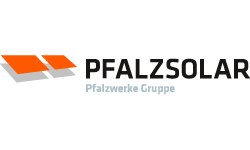 PfalzSolar logo with stylized orange and gray design and text in German and English