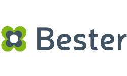 Logo with a stylized green four-leaf clover and the word 'Bester'