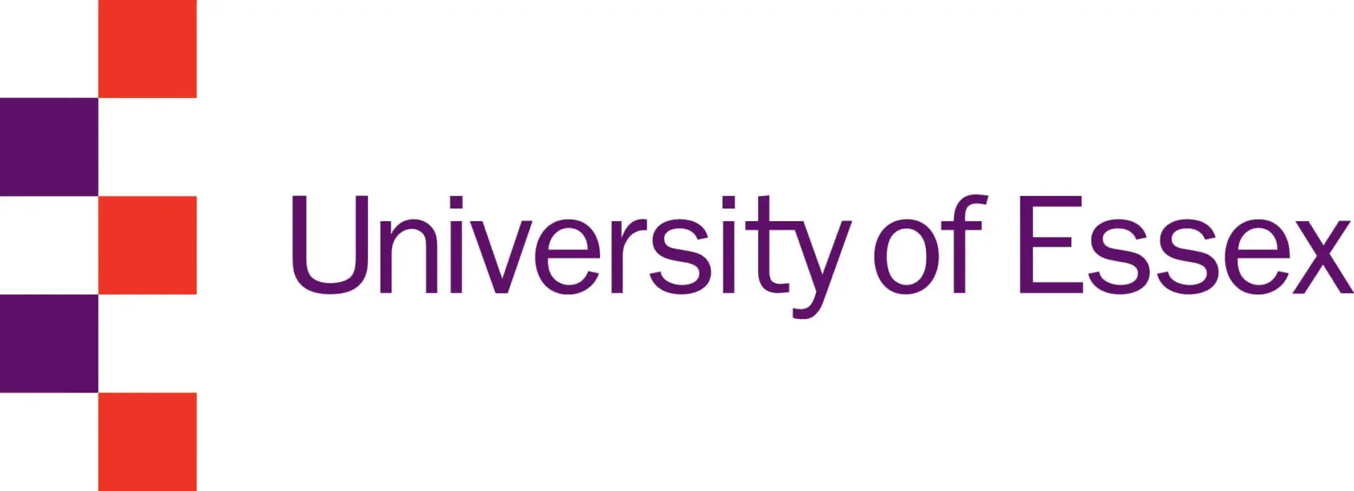 University of Essex logo with purple and red squares and text in purple.