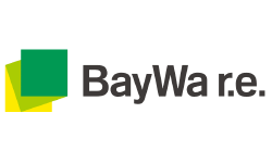 BayWa re logo with green, yellow, and dark green overlapping squares