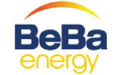 BeBe Energy logo with blue text and a yellow and orange arc