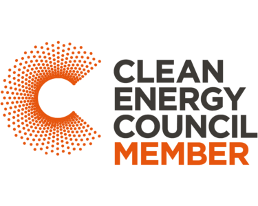 Logo for Clean Energy Council Member featuring an orange C made of small dots and black text.