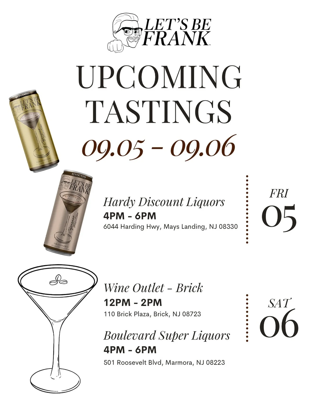 Come try all 4 flavors this weekend! πΈ Here’s where we’ll be at β¬οΈ
FRIDAY, 9/5
π Hardy Discount Liquors
12PM - 2PM
@hardyliquors
SATURDAY, 9/6
π Wine Outlet - Brick
12PM - 2PM
@wine_outlet
π Boulevard Super Liquors
4PM - 6PM
@su