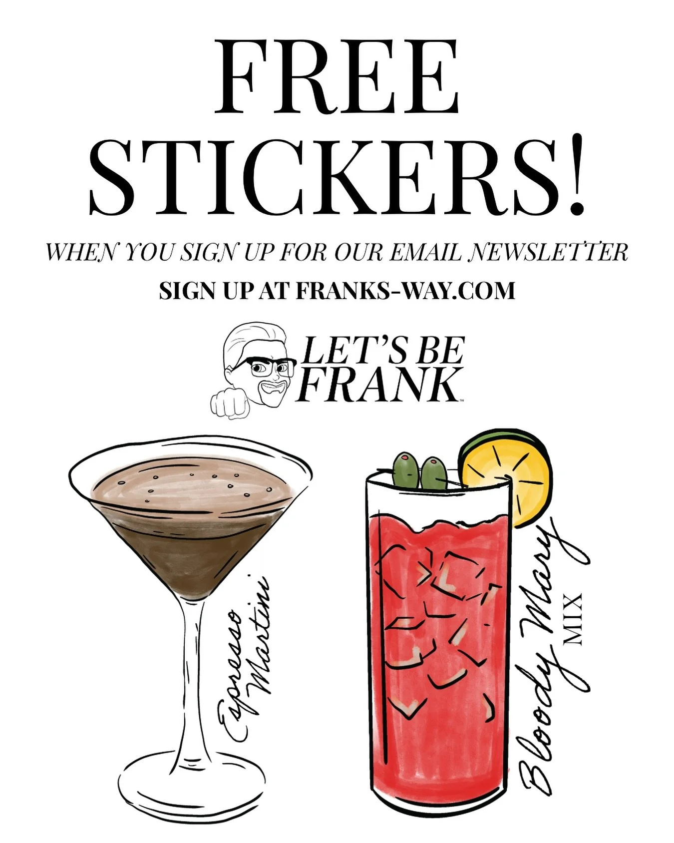 Stay in the loop on all things espresso πΈ We’re giving away FREE STICKERS to every new subscriber of our weekly newsletter! βοΈ
Sign up online at franks-way.com π