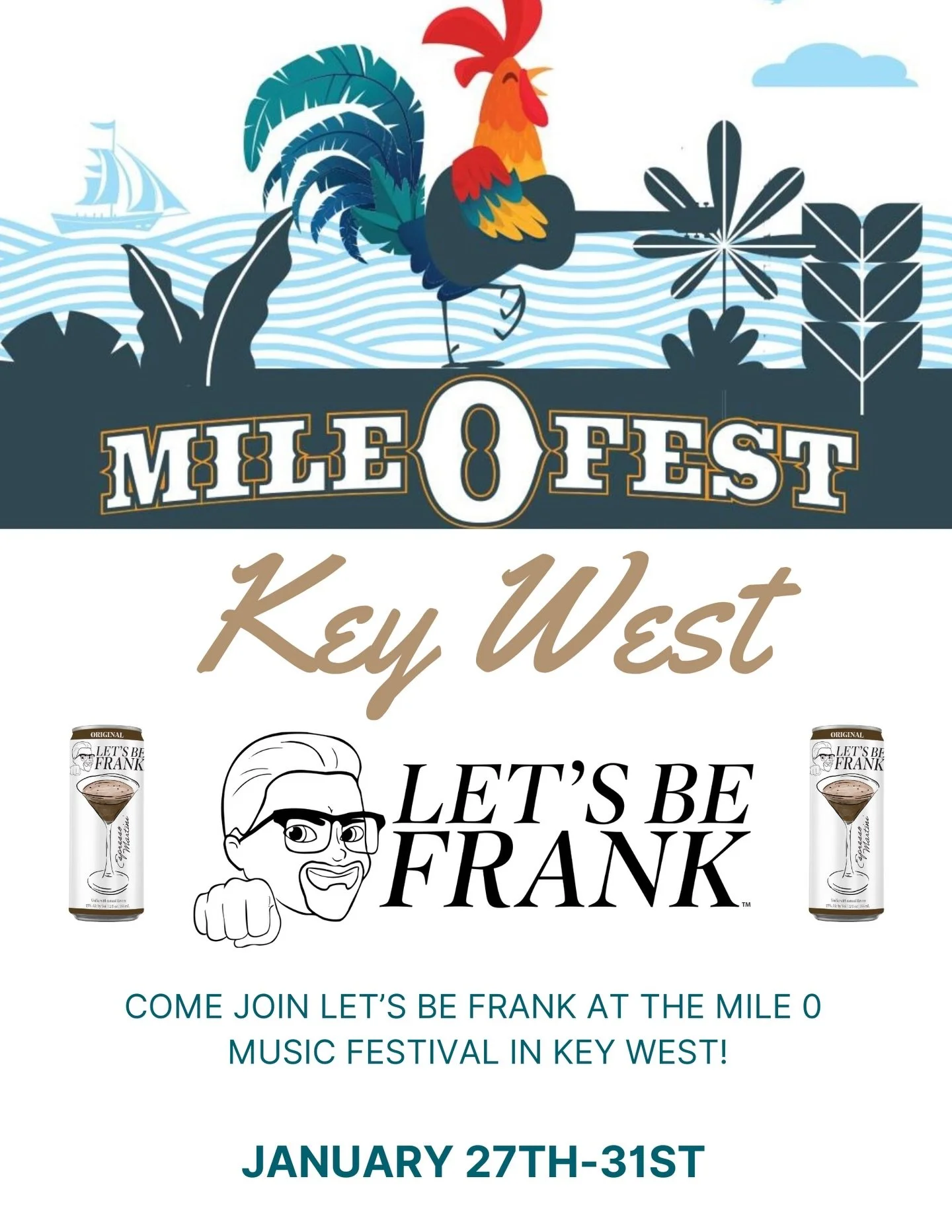 Hey country fans! 🤠 We&rsquo;re Franking it up at the @mile0festkeywest January 27-31! 🌴🎶 Good music + better martinis 🍸 Buy an espresso martini at any of the venue&rsquo;s bars!

We can also be found at:

📍 Irish Kevin&rsquo;s
@irishkevinsbar 
