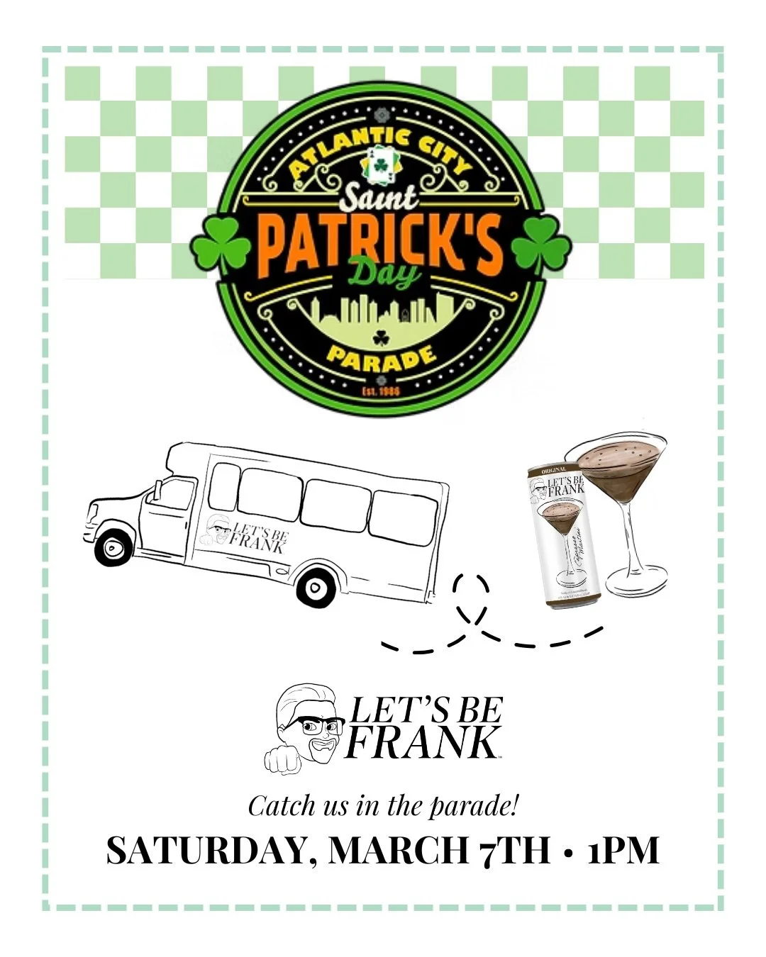 AC PARADE DAY ☘️ We&rsquo;ll see you on the boardwalk!

Catch us in the parade then enjoy a Let&rsquo;s Be Frank espresso martini at any of our AC locations! 

🍸 Irish Pub
@theirishpubatlanticcity 

🍸 Moments at Scannicchio&rsquo;s
@momentsatscanni