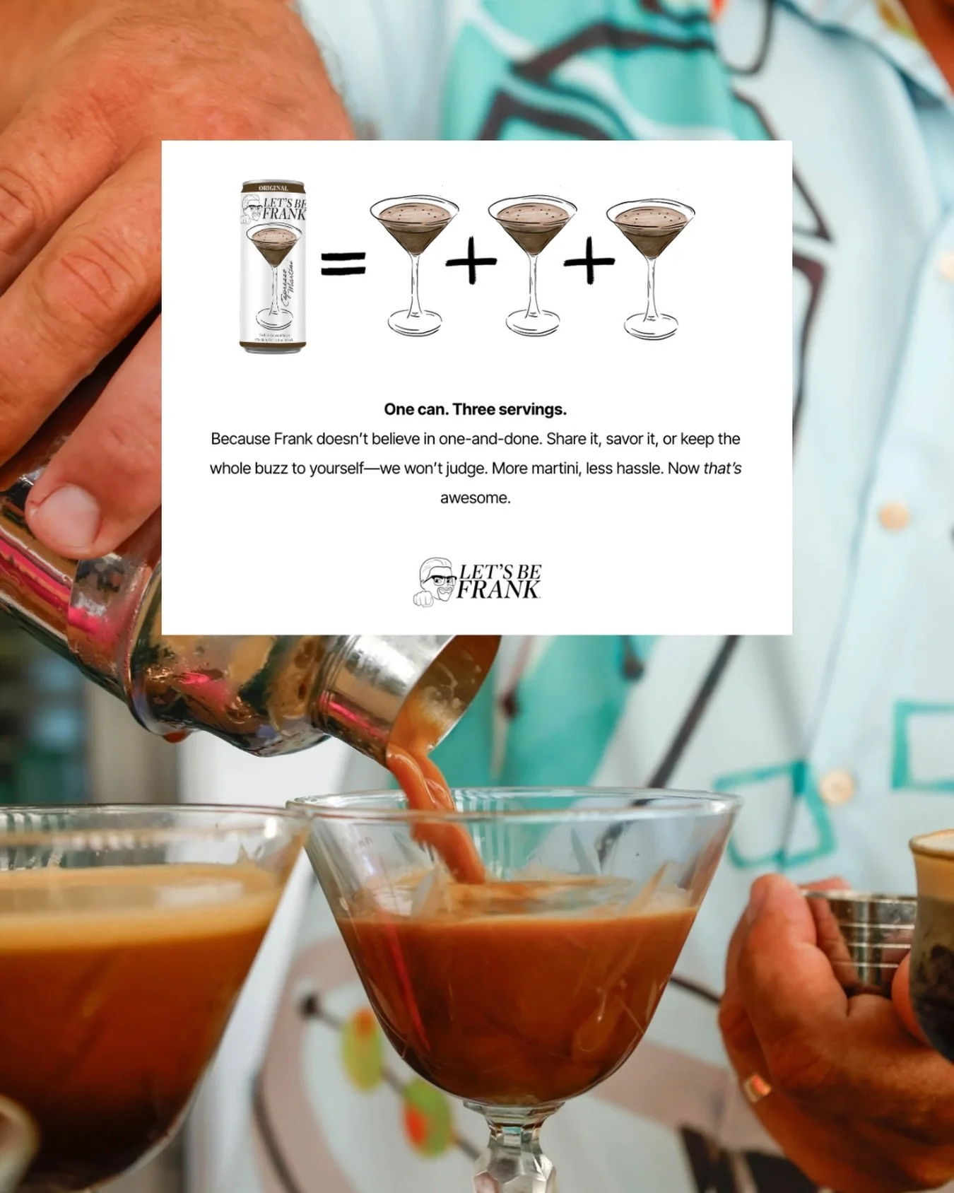An espresso martini made to be savored 🍸 Enjoy three servings in each of our 12oz cans! Available in four flavors - Original, Affogato, Limone and Reposado.

Try us at a location near you or order online at franks-way.com 🔗