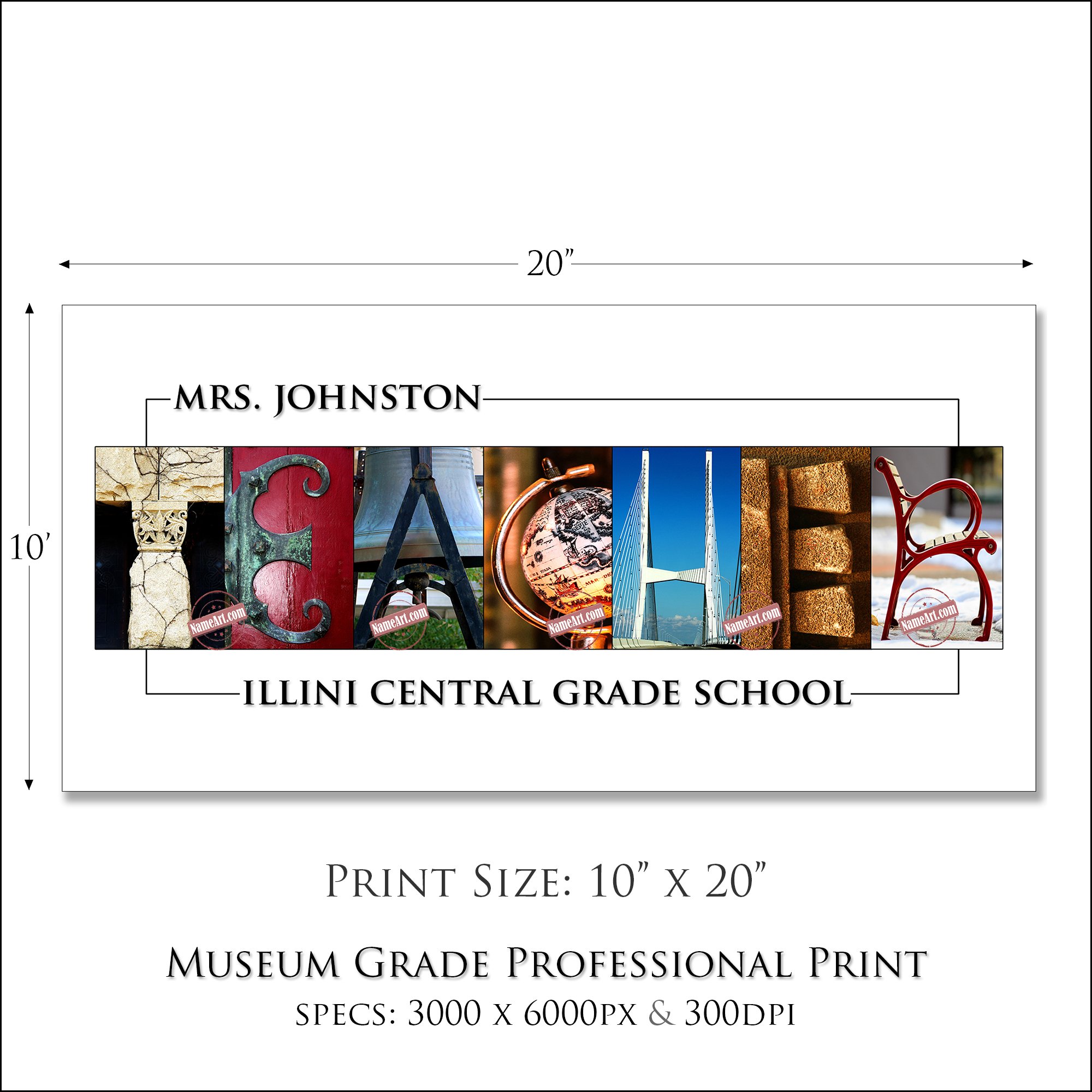 teacher classroom decor wall art custom teacher gift idea decorate classroom alphabet letter nameart.com gifts from students