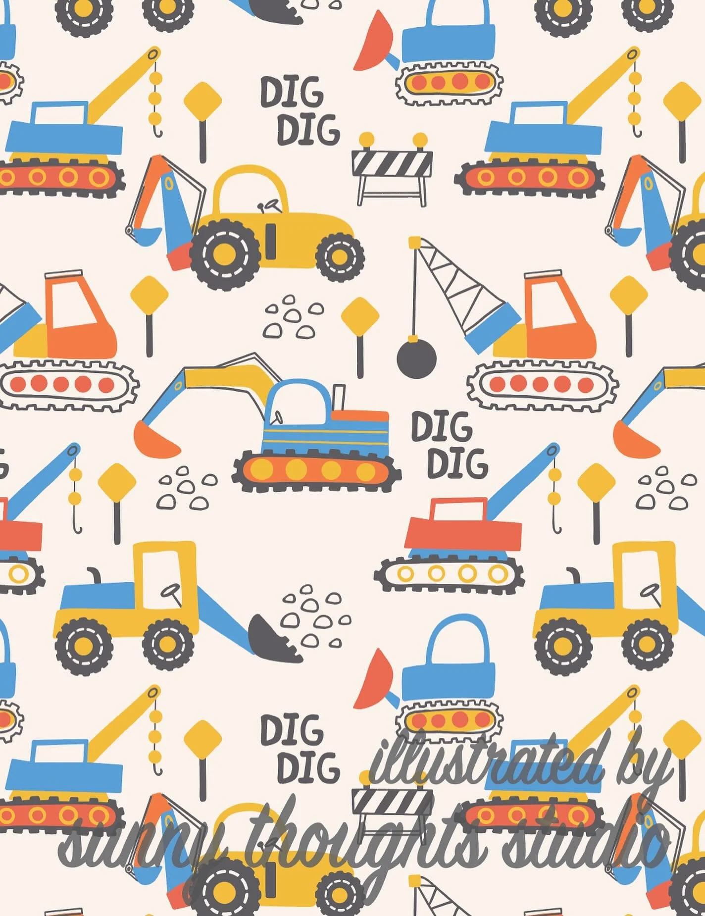 dig dig 🚧. 

kids pattern available for licensing!

#art #artistsofinstagram #illustration #surfacepatterndesigner #digitalart #digitalartist #pattern #patterndesign #surfacepatterndesign #patternlicensing #kids #construction #constructionvehicles #