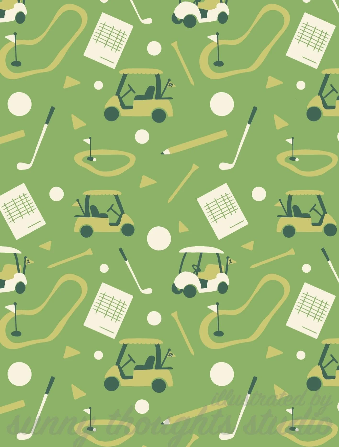 i just had to make a golf kids collection 😜 all the essentials in this pattern for when you hit the fairway! 

pattern available for licensing! 

#art #artistsofinstagram #illustration #surfacepatterndesigner #digitalart #digitalartist #pattern #pat