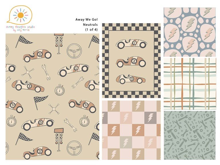 super excited to share my first full kids collection "away we go" in neutrals! available for licensing 🫶

digitalartist &bull; pattern &bull; patterndesign &bull; surfacepatterndesign &bull; patternlicensing &bull; kids &bull; childrenspat