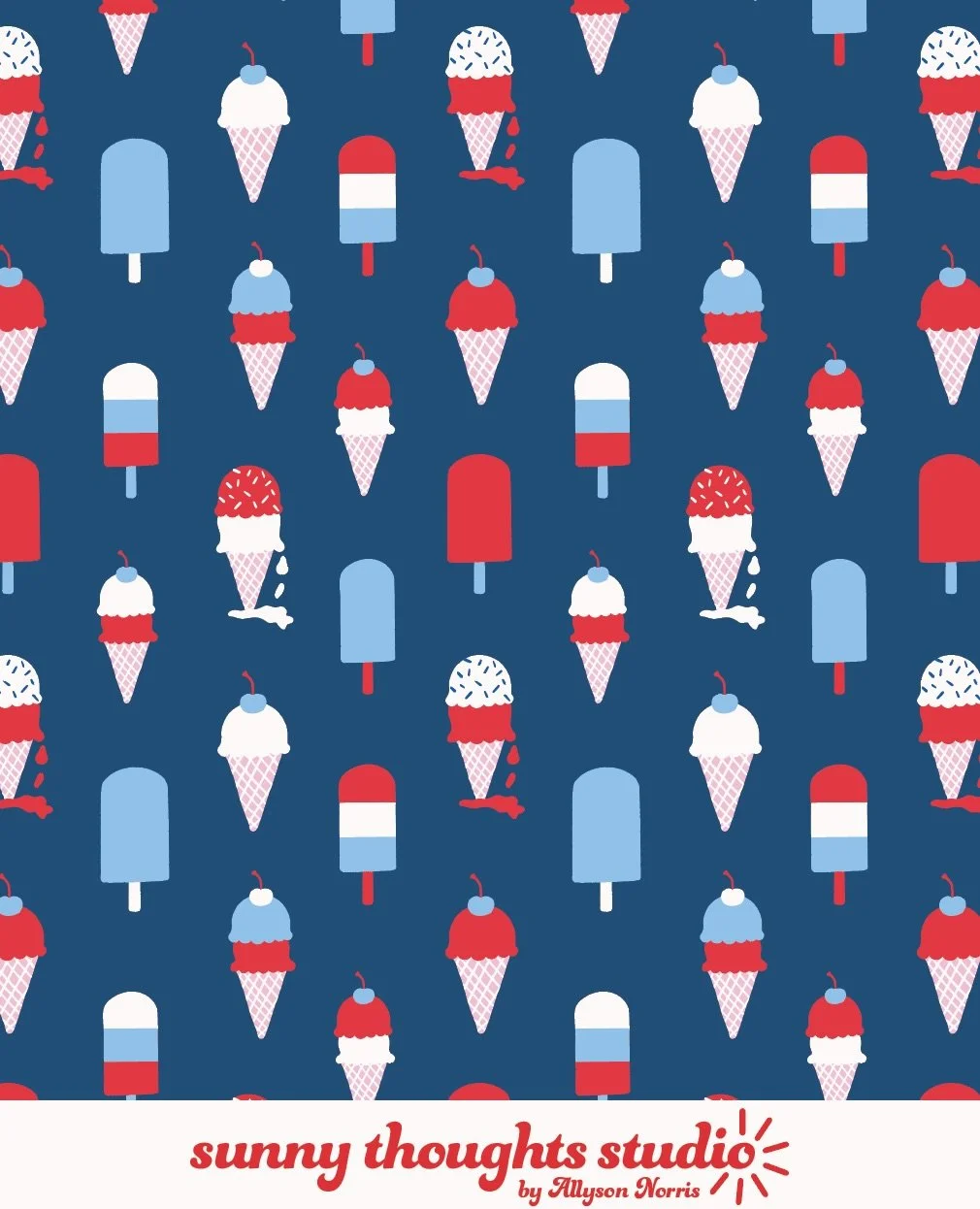 some memorial day art for this rainy monday 🇺🇸 which colorway is your favorite? (i just can't decide!)

artwork available for licensing ❤️

#artlicensing #artlicensingdesign #artlicensingportfolio #icecreamart #holidayart