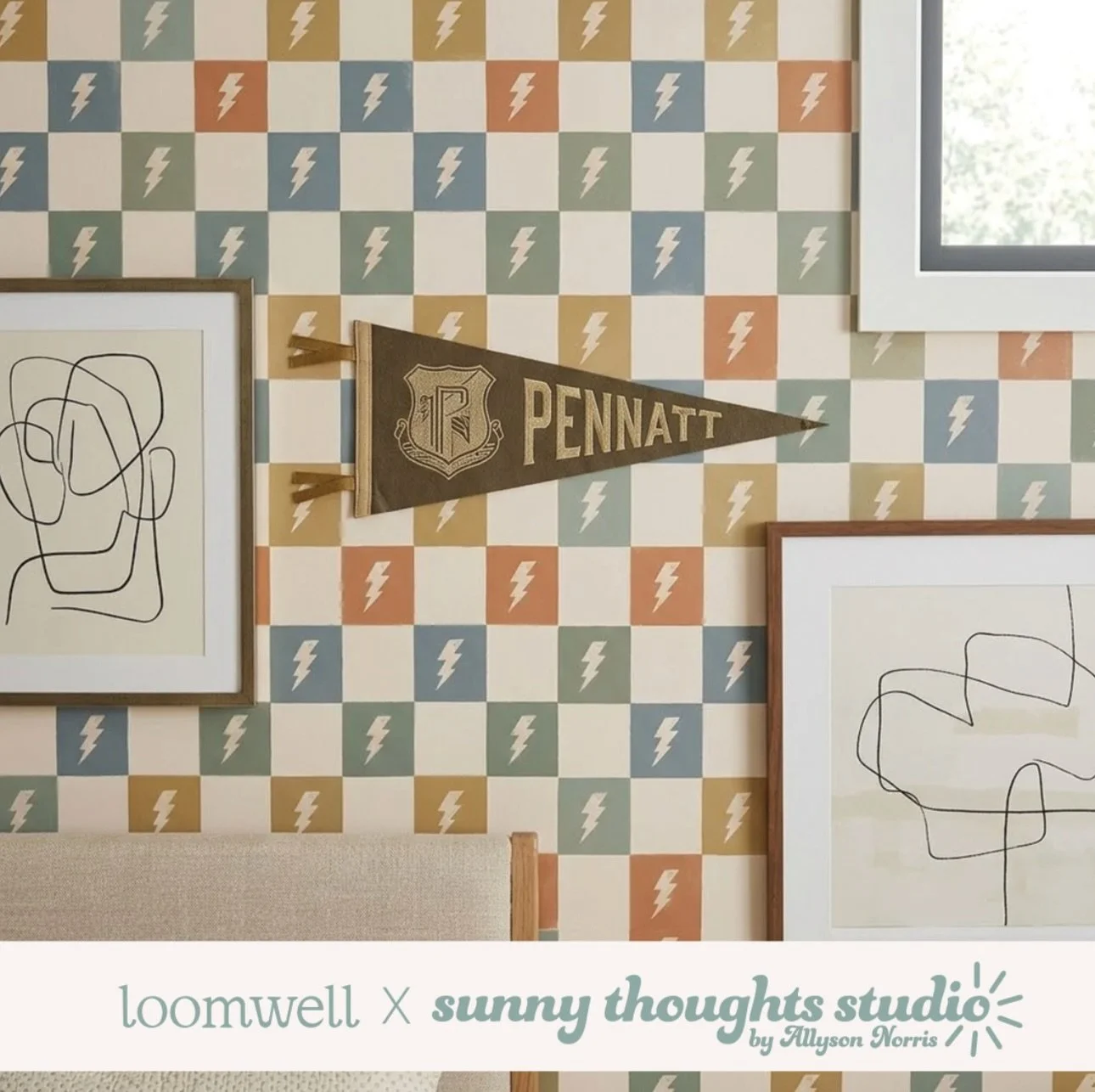 My "TJ" wallpaper through Loomwell is a blender from my "Away We Go" kid's transportation collection. It is perfect for a nursery accent wall or playroom! It is available in lots of fun colors and you can find it at the link below