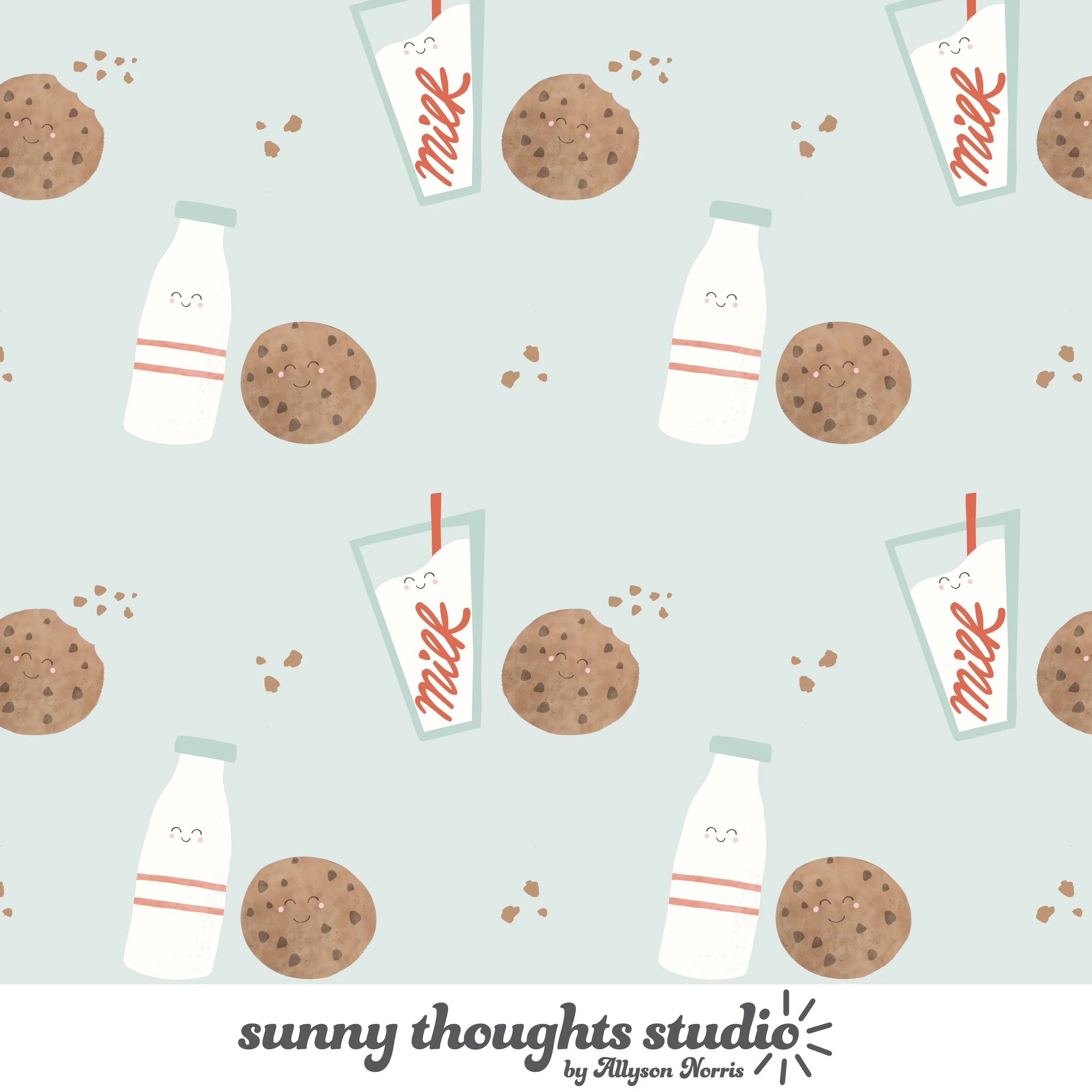 milk &amp; cookies - always better together 🫶

pattern is brand new and available for licensing! I think this would look just adorable on a onesie or kids pj set! 

#artlicensing #surfacepatterndesign #milkandcookies #foodart #kidsart