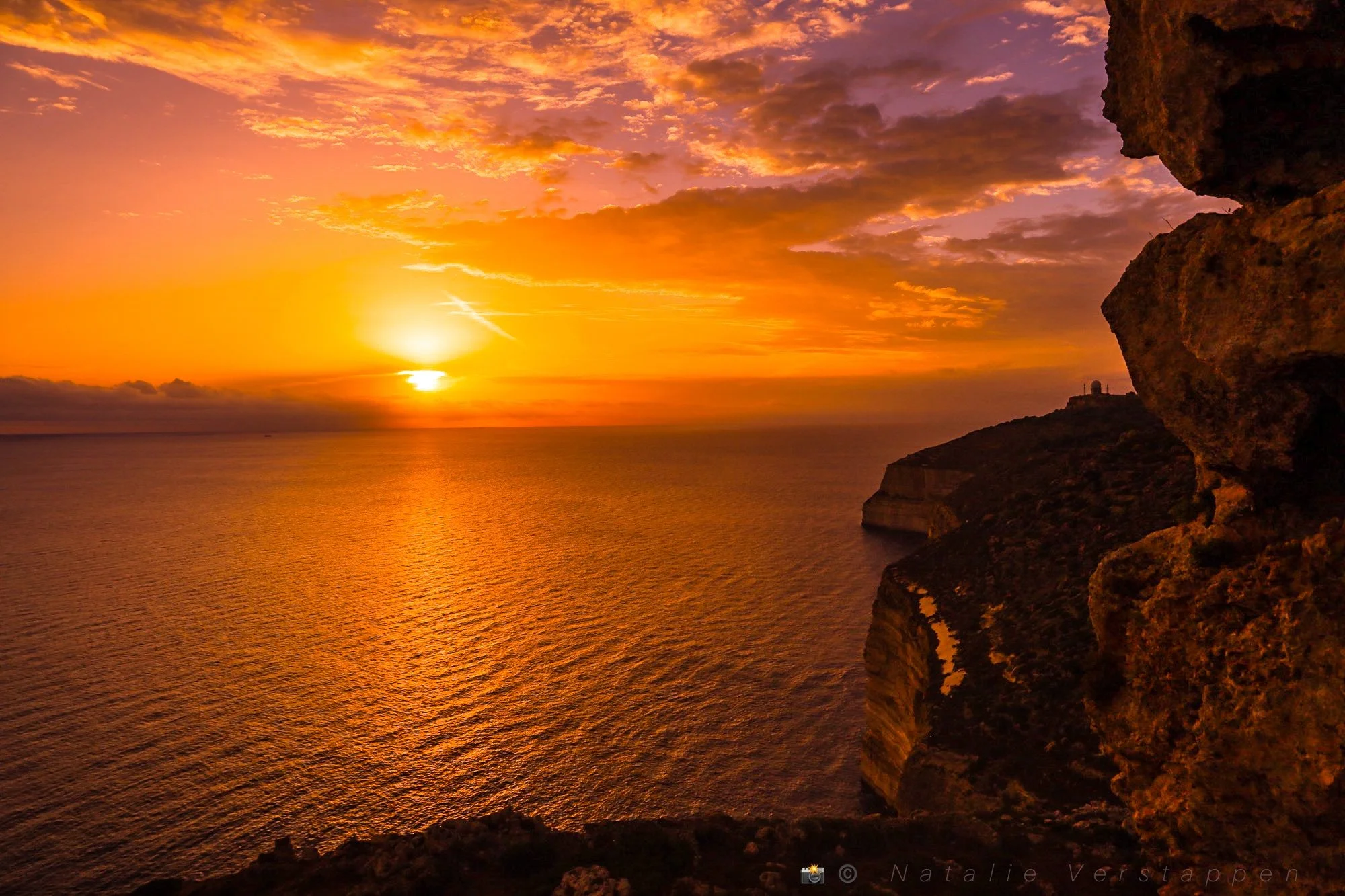 Golden hour over the cliffs of Malta