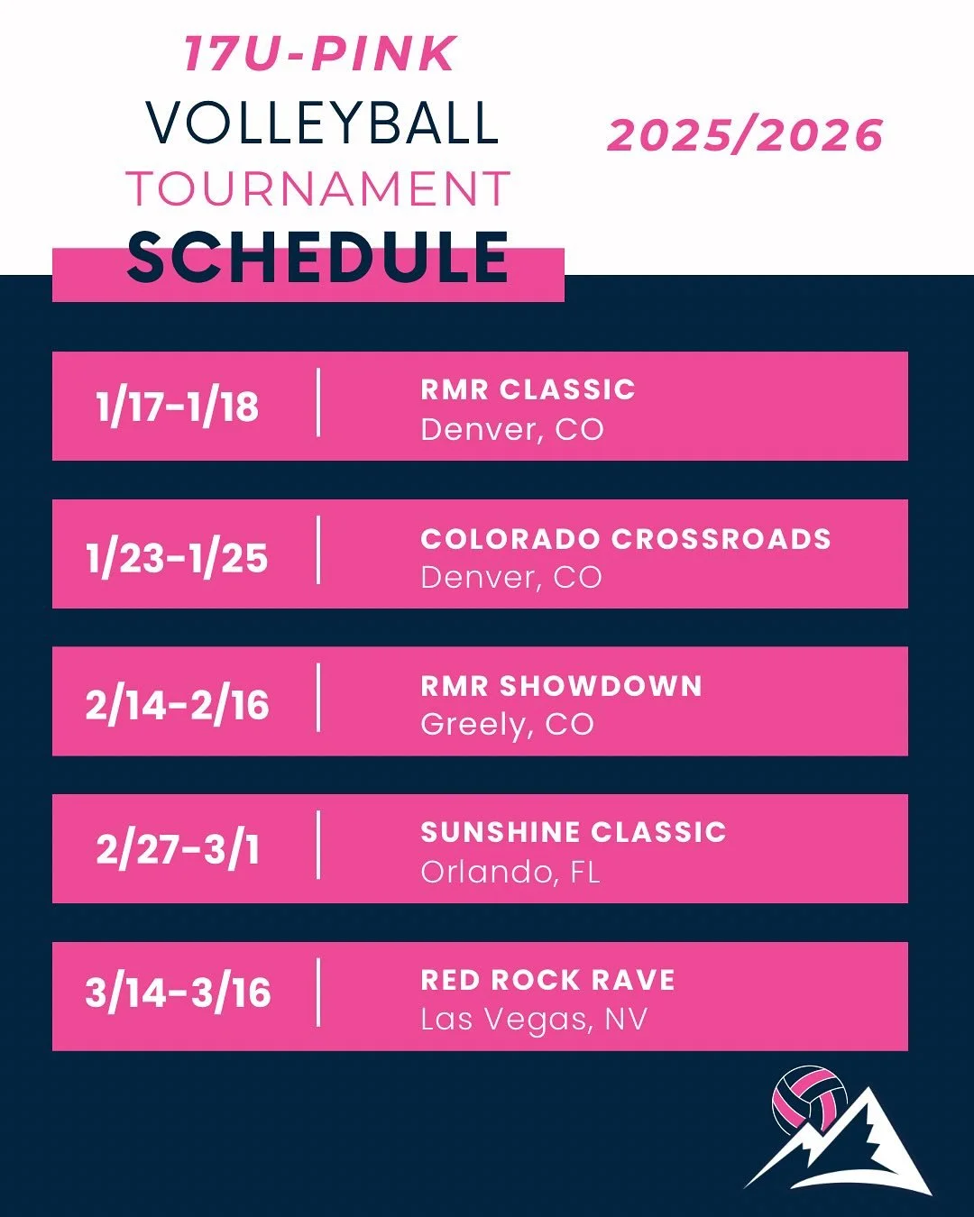 We&rsquo;re so excited for all our teams to compete this season!!Even better, many of our tournaments will have multiple Vail Peak teams playing under one roof&mdash;it&rsquo;s always so fun to see our athletes, coaches, and families supporting each 