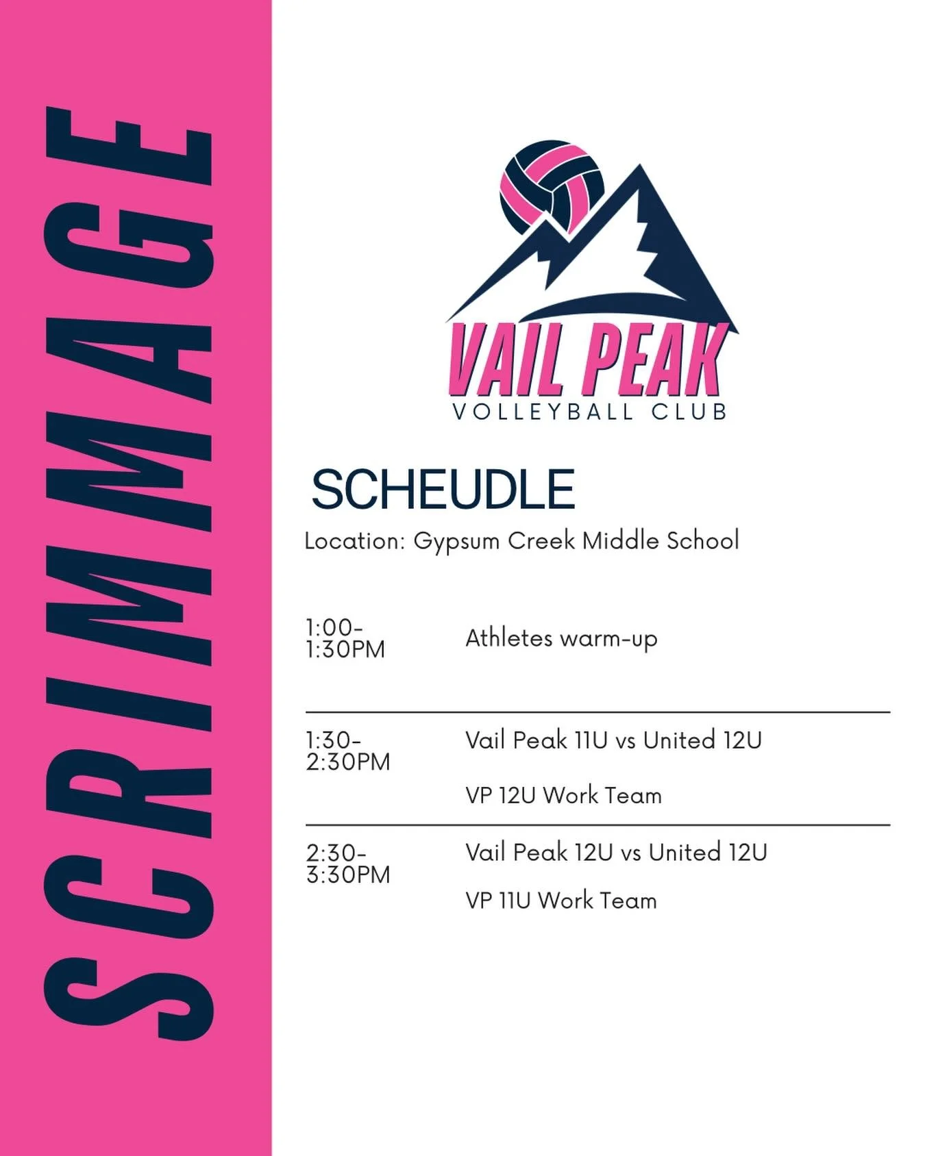 Our&nbsp;11U and 12U teams&nbsp;have been putting in the work to build their skills and confidence while learning to play together as a team.&nbsp;

We are excited to watch them put all of their practice into action against United VC this Sunday, Jan