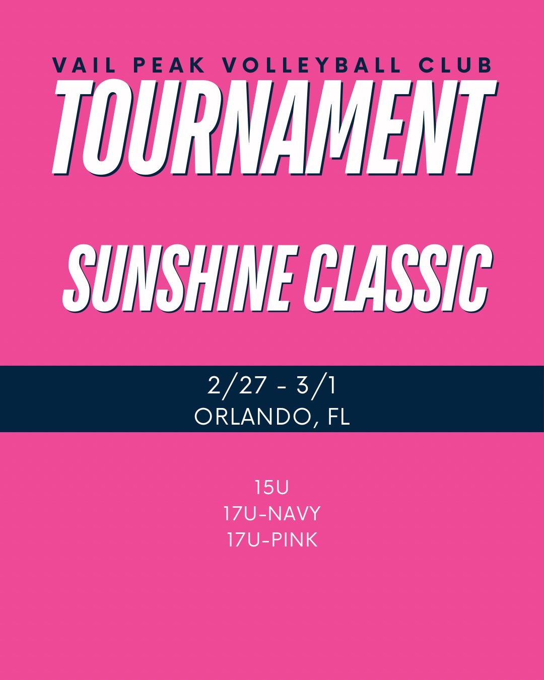Our 15U and 17U teams traveled to Florida to compete at the 2026&nbsp;Sunshine Classic Girls Junior National Qualifier&nbsp;☀️🏐&nbsp;This is one of the largest girls&rsquo; junior qualifiers in the country, bringing together 1,500+ teams from across