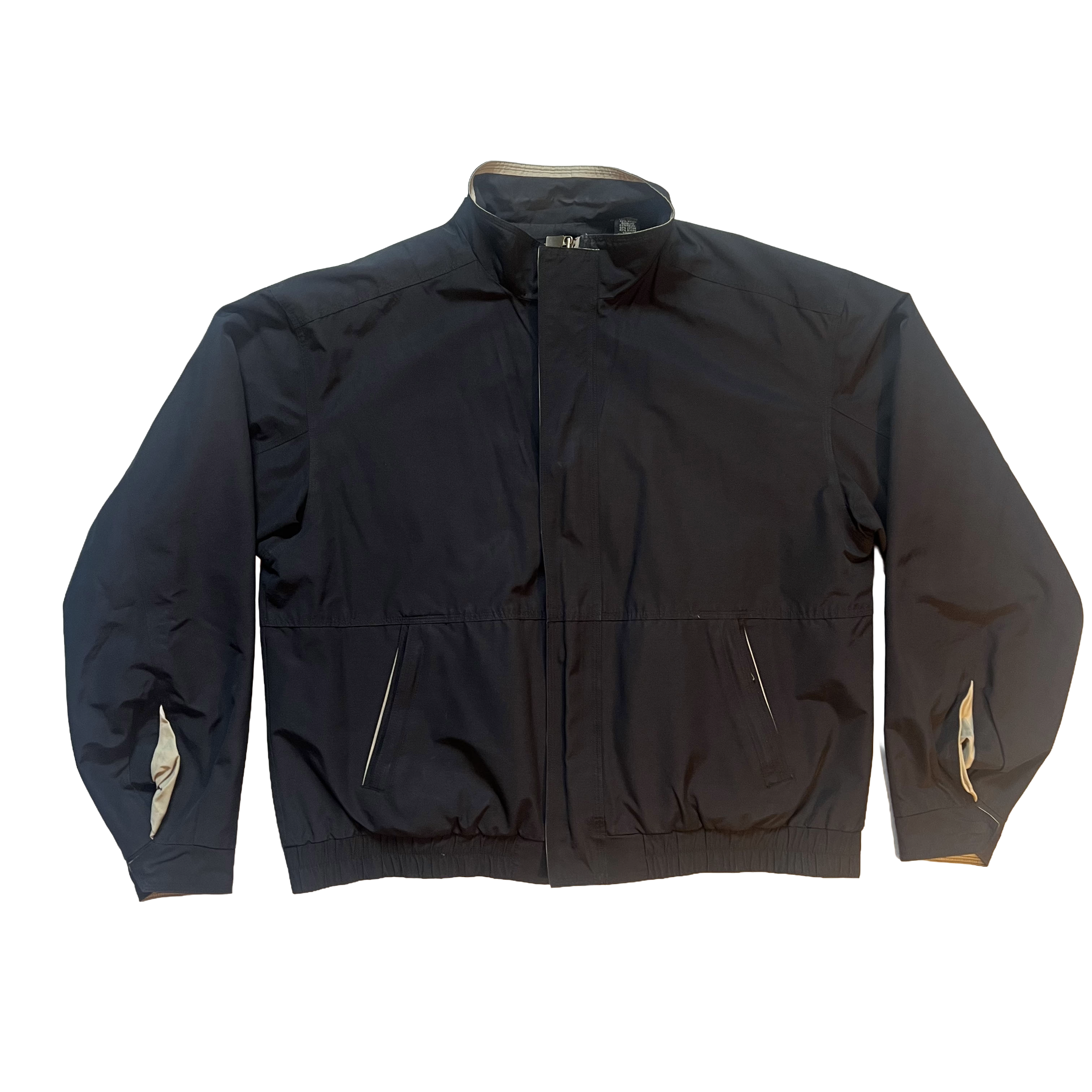 Vintage Black Bomber Jacket with Hidden Pockets | Mens XL