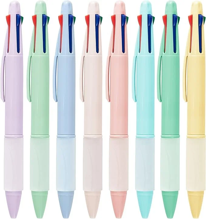 Multicolor Ball Point Pens 4-in-1 Colored Pens (1.0mm) Assorted Inks 4-Color Ballpoint Pen (8 pack)