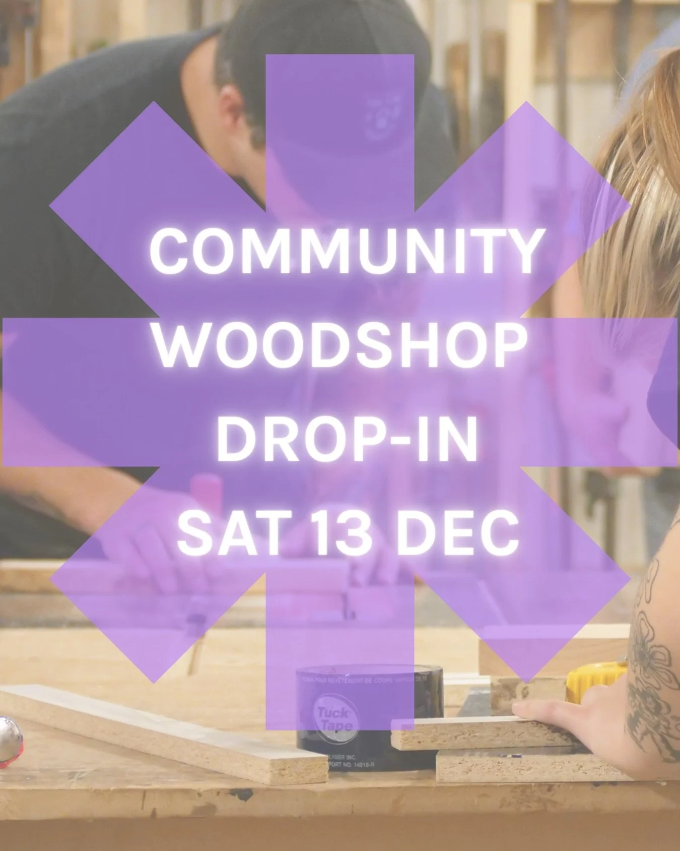 🪚Need access to pro-grade woodshop tools? Our next Community Woodshop Drop-In is this Saturday 13 December from 1pm to 4pm. 

No membership required! 

For just $7.50 plus tax per 30 mins you can use the Makerspace woodshop and get guidance for our 