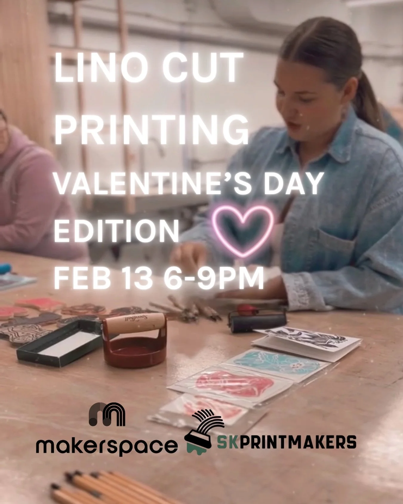 💌 Valentine&rsquo;s Day Edition. Lino Cut Printmaking, in collaboration with SK Printmakers from 6 to 9pm on Friday 13 February.

Learn the art of lino cutting as you carve designs, ink and print beautiful handmade cards. Perfect to keep or share wi