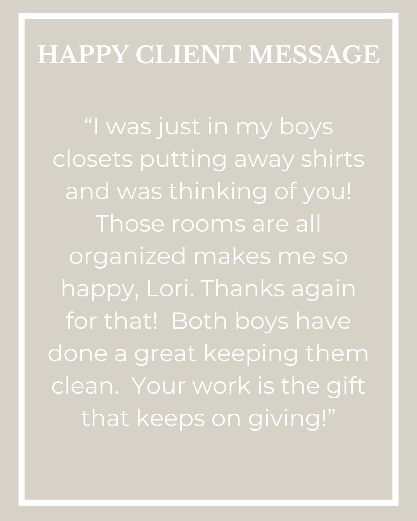 We love hearing from clients that our organization systems are continuing to make a positive impact! 
*
*
*
*
*
#homeorganization #homeorganizationtips #getorganized #mariekondomethod #decluttermylife #organizedliving #simplifyyourlife #helpmeorganiz