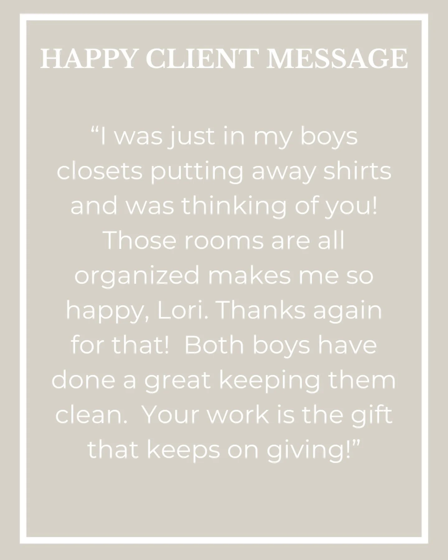 We love hearing from clients that our organization systems are continuing to make a positive impact! 
*
*
*
*
*
#homeorganization #homeorganizationtips #getorganized #mariekondomethod #decluttermylife #organizedliving #simplifyyourlife #helpmeorganiz