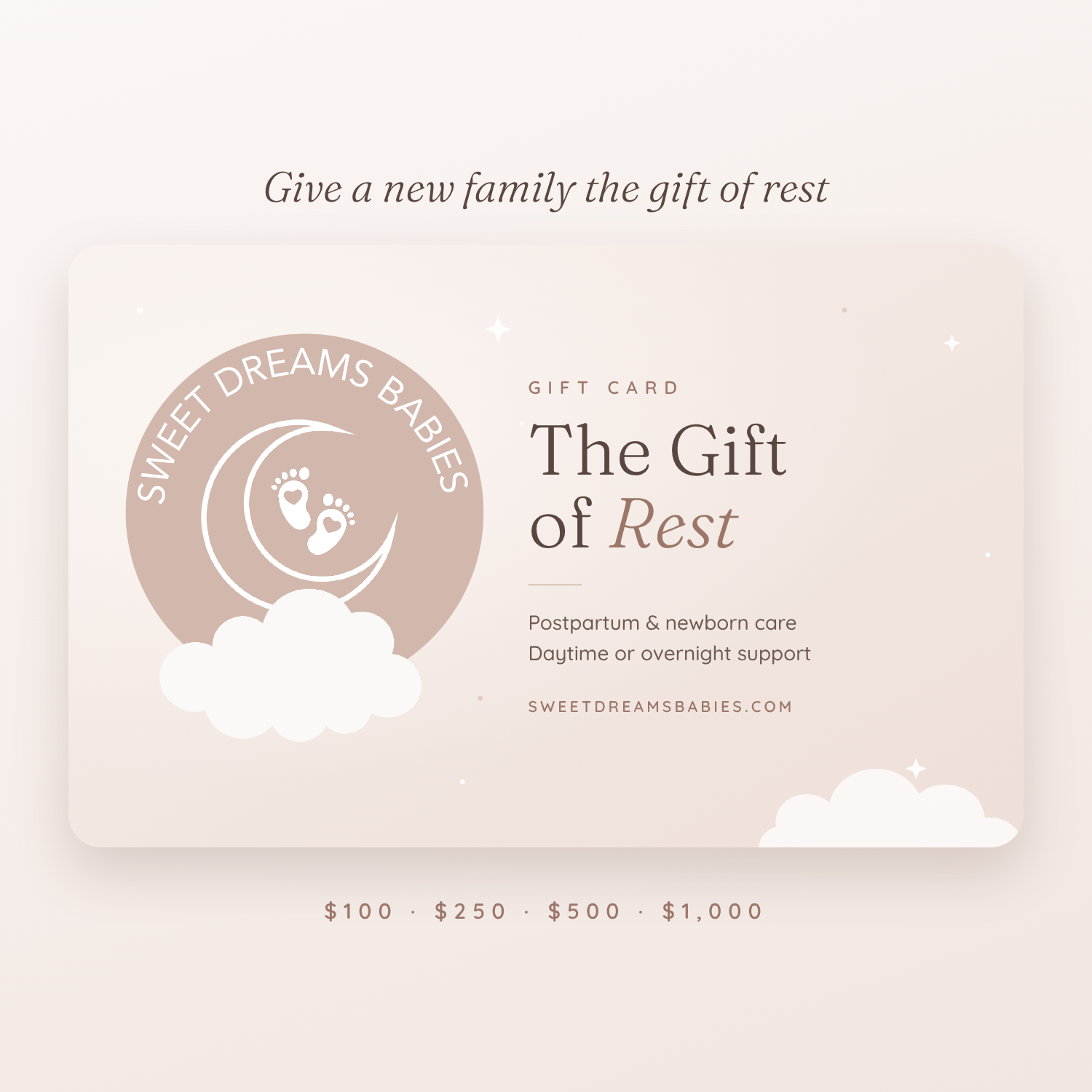 Sweet Dreams Babies Postpartum Care Gift Card