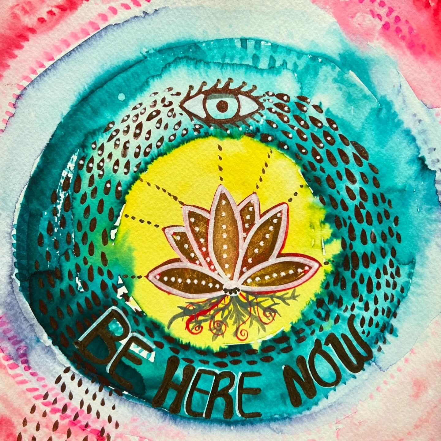 Original Artwork: Be Here Now, Mixed Media on Paper