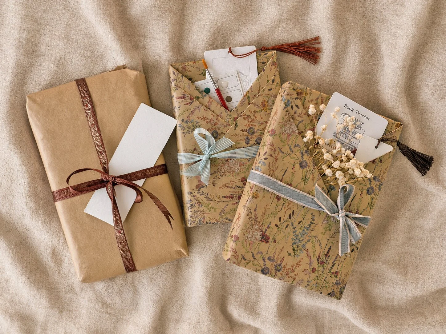books wrapped in pretty paper