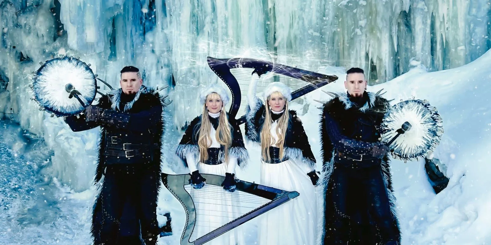 a photo near ice fo the Harp Twins and Volfgang Brothers