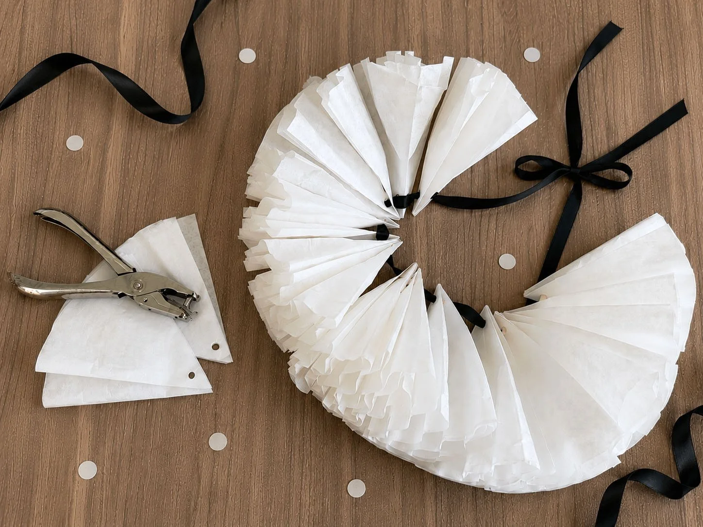 a photo of a ruff under construction on a table