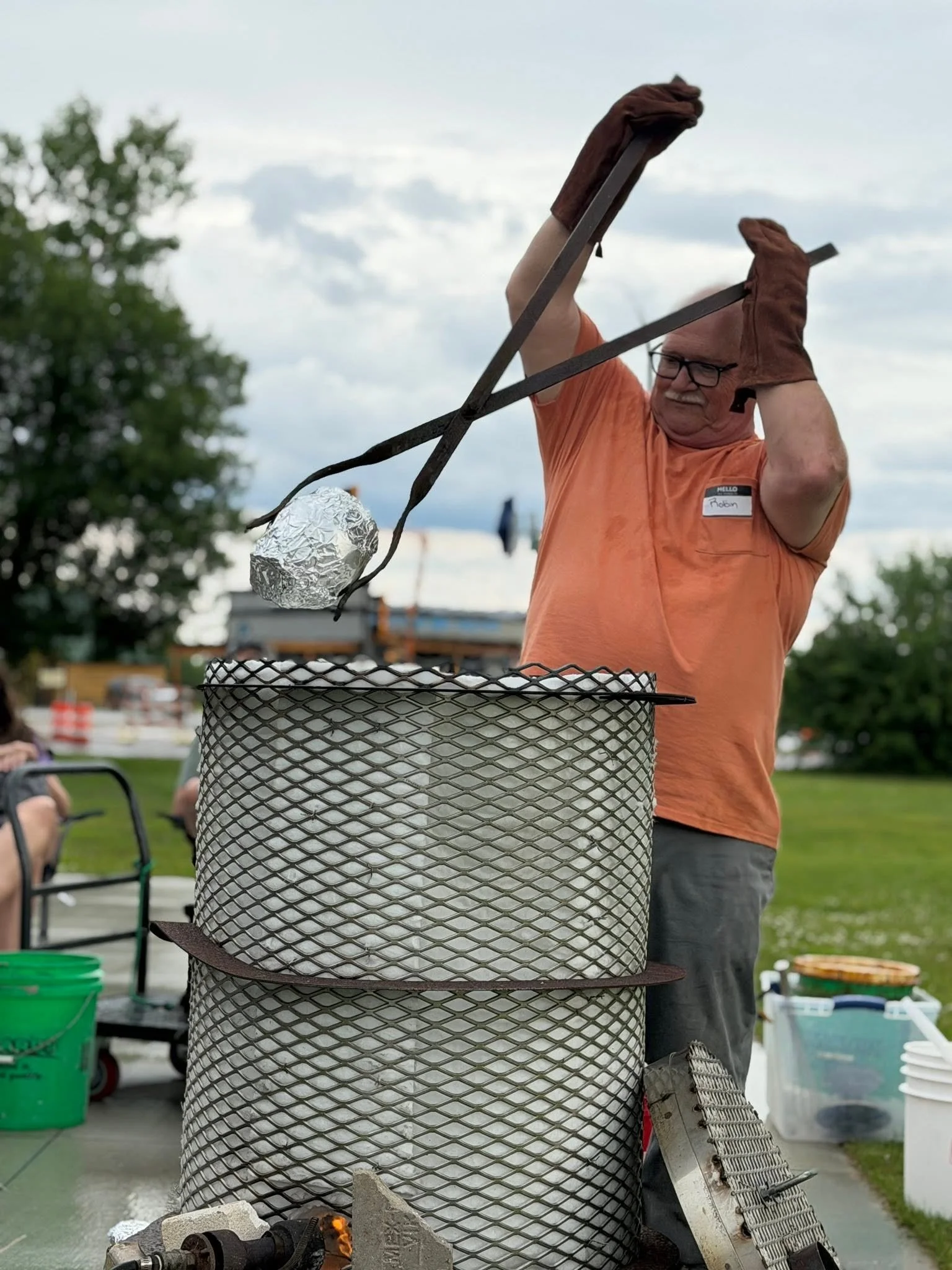 Raku pottery firing with the artist on the RiverPlace patio