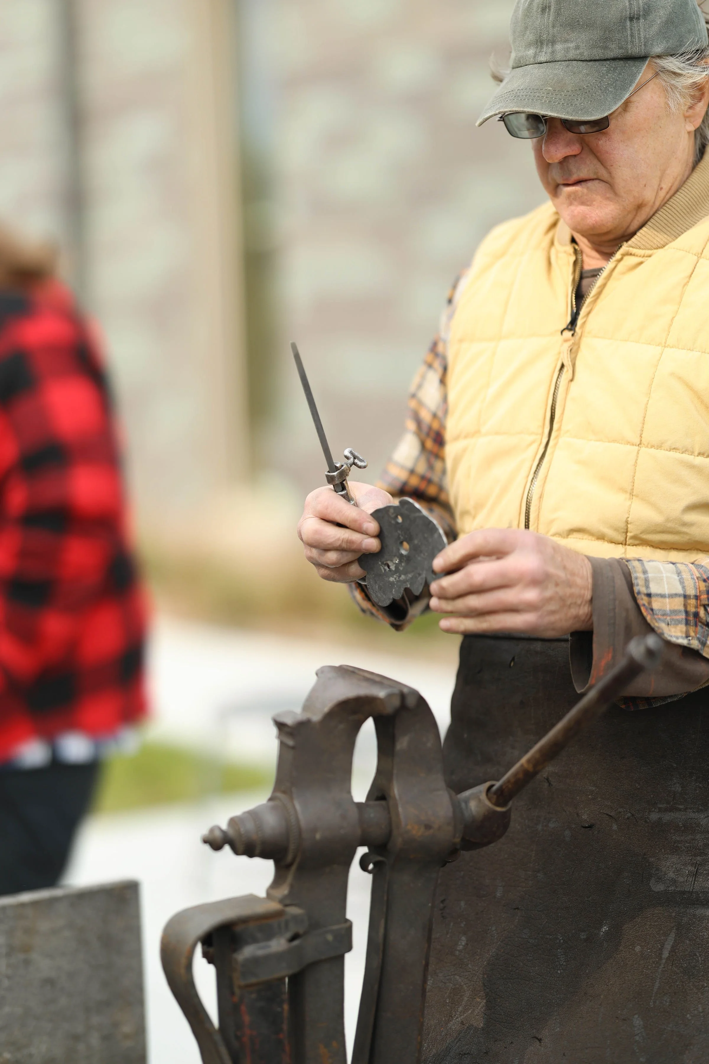 metal forging by an artist on the RiverPlace patio