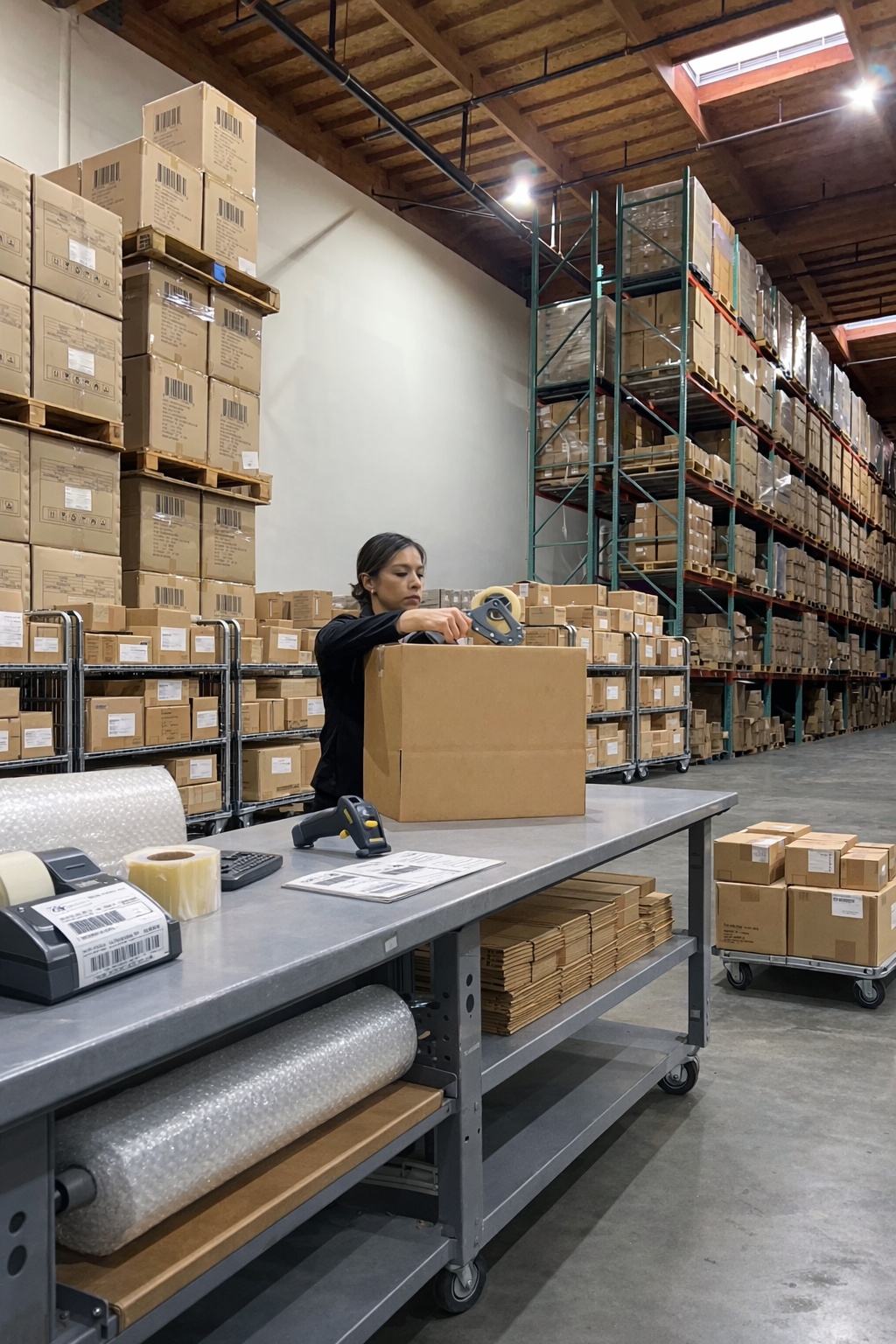 One of our team member packing an order