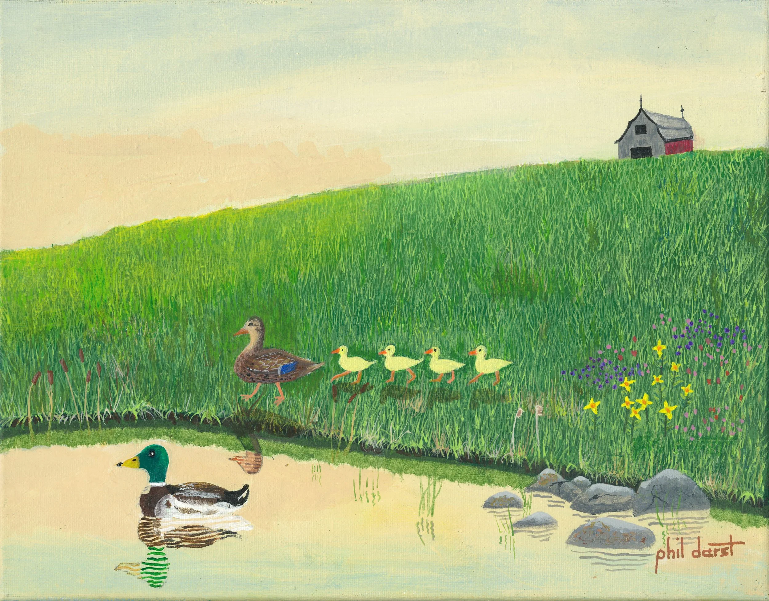 Duck Family on Their Pond (Fine Art Print)