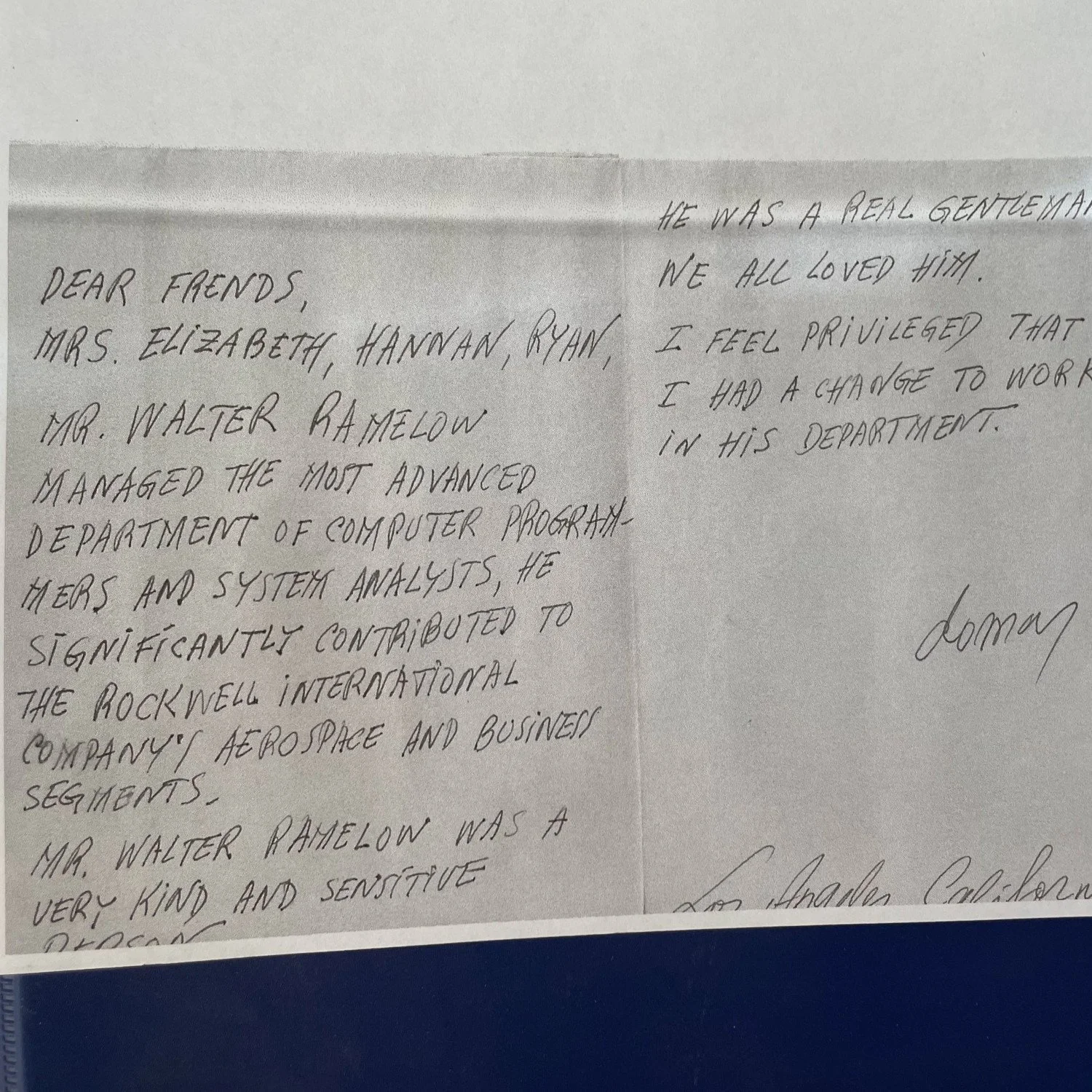 Letter from Mr. Domas